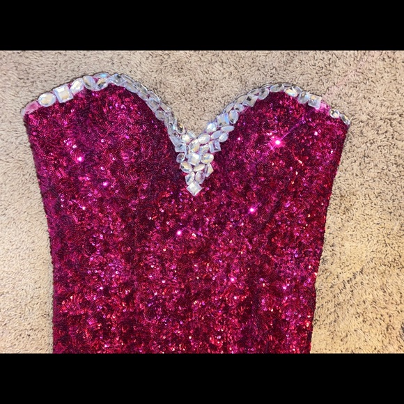 Pink sequin mermaid gown. Size 10. Worn once. GORGEOUS! - Picture 2 of 7